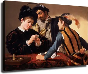 Michelangelo Merisi da Caravaggio Artwork-The Cardsharp Poster Canvas Image Printing Wall Art Decor Aesthetics Living Room Bedroom Home Background Famous Paintings Printmaking (24x36inch-Unframed)