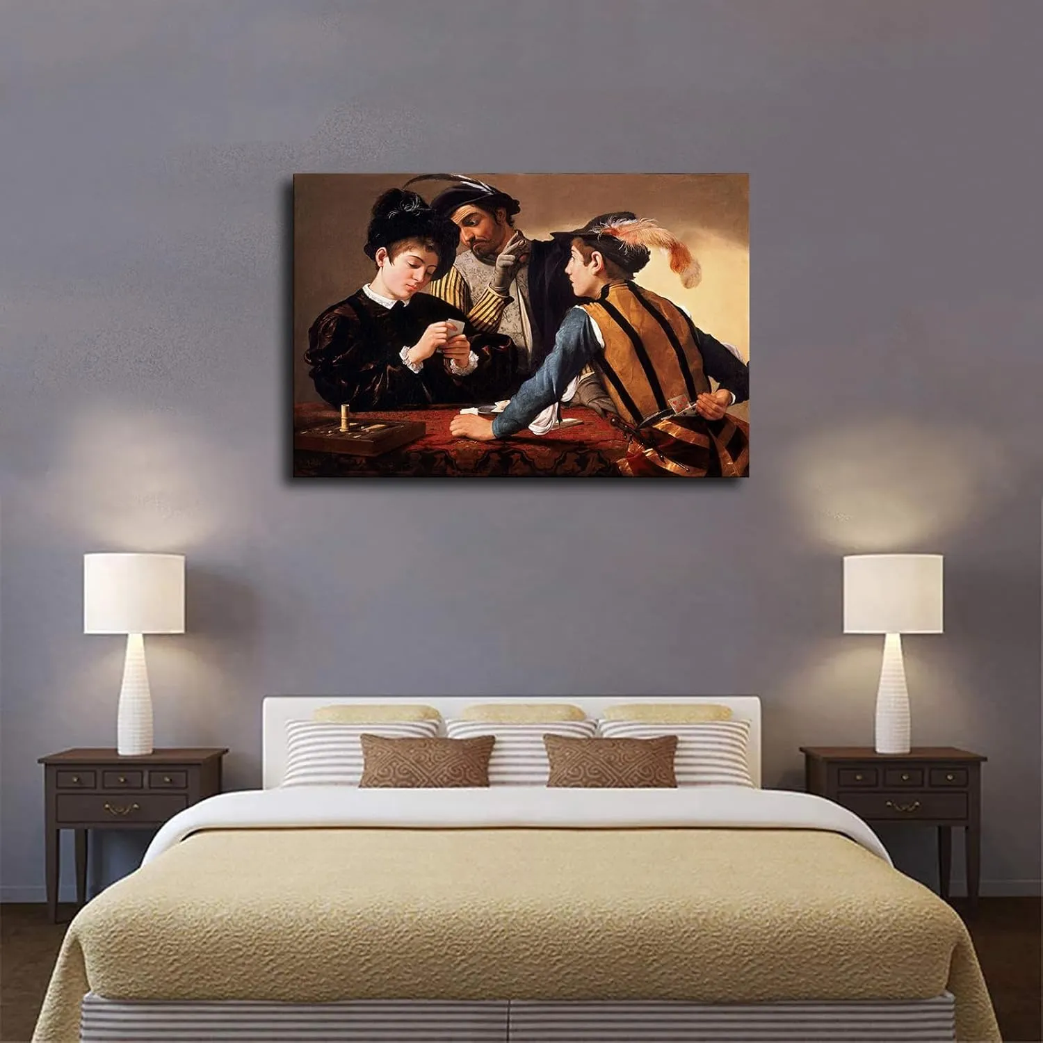 Michelangelo Merisi da Caravaggio Artwork-The Cardsharp Poster Canvas Image Printing Wall Art Decor Aesthetics Living Room Bedroom Home Background Famous Paintings Printmaking (24x36inch-Unframed)