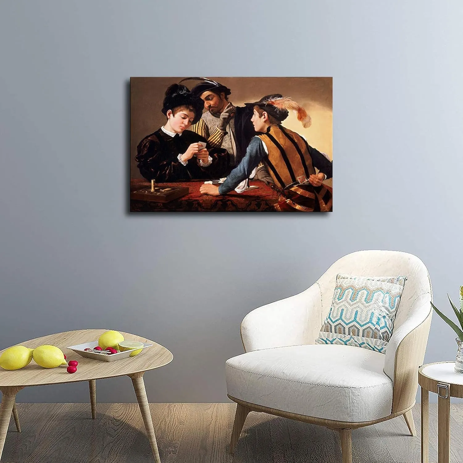 Michelangelo Merisi da Caravaggio Artwork-The Cardsharp Poster Canvas Image Printing Wall Art Decor Aesthetics Living Room Bedroom Home Background Famous Paintings Printmaking (24x36inch-Unframed)