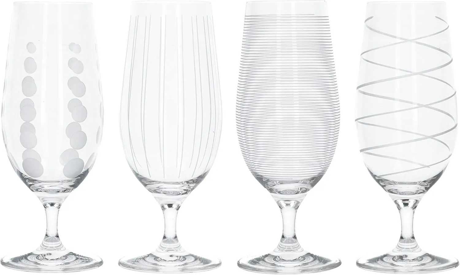 Mikasa 'Cheers' Beer Glasses/Craft Beer Glass Set with Decorative Etching, Crystal Glass, Silver Effect, 460 ml, Set of 4