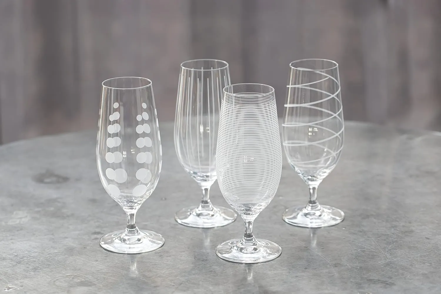Mikasa 'Cheers' Beer Glasses/Craft Beer Glass Set with Decorative Etching, Crystal Glass, Silver Effect, 460 ml, Set of 4