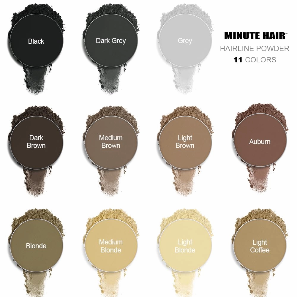 Minute Hair Larger Size Instant Hairline Shadow Powder. Quickly Cover Gray. Root Concealer. Perfect Eyebrows & Beard Line. Touch Up Thinning Gray Hair Sweatproof. 10 Grams (MEDIUM BLONDE)