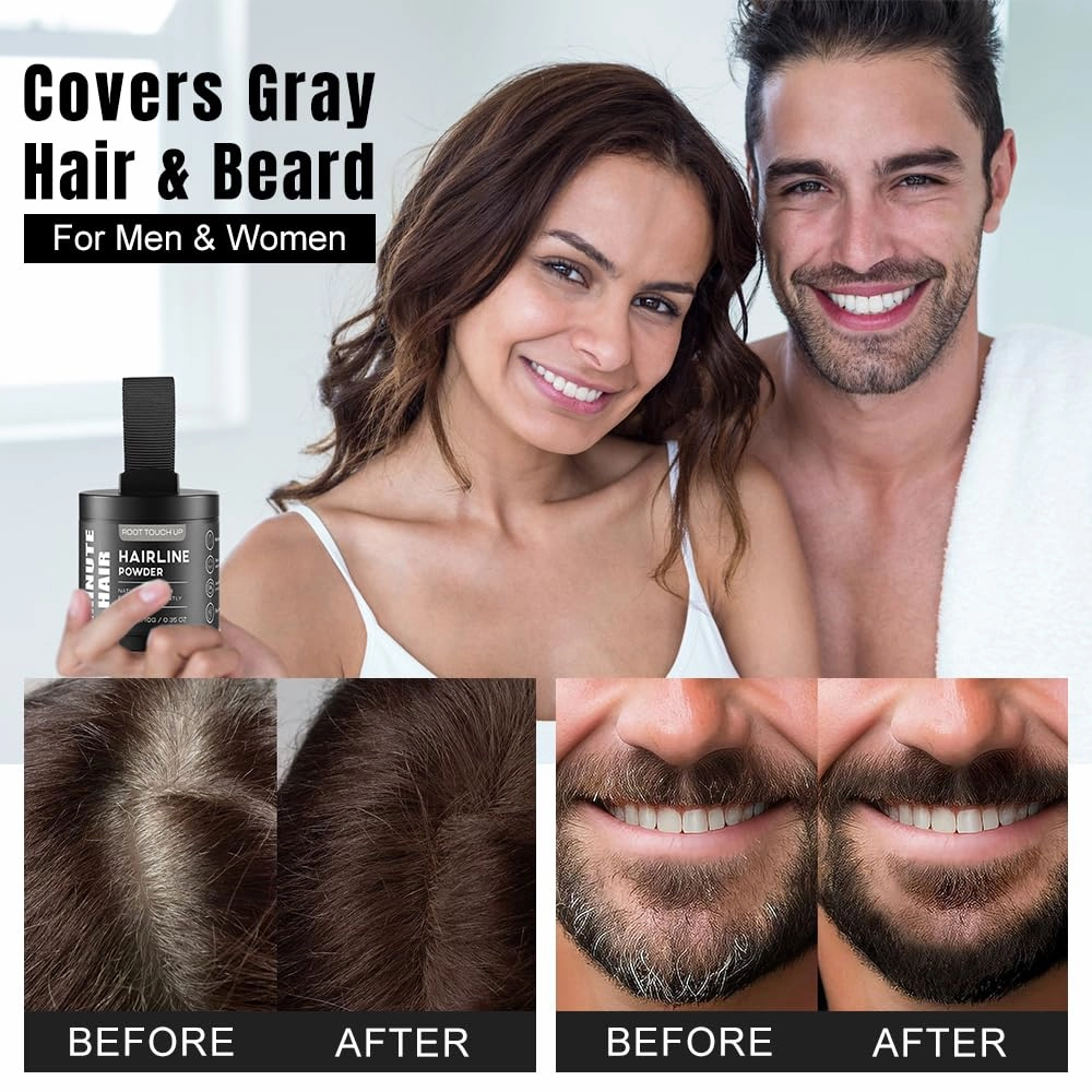 Minute Hair Larger Size Instant Hairline Shadow Powder. Quickly Cover Gray. Root Concealer. Perfect Eyebrows & Beard Line. Touch Up Thinning Gray Hair Sweatproof. 10 Grams (MEDIUM BLONDE)