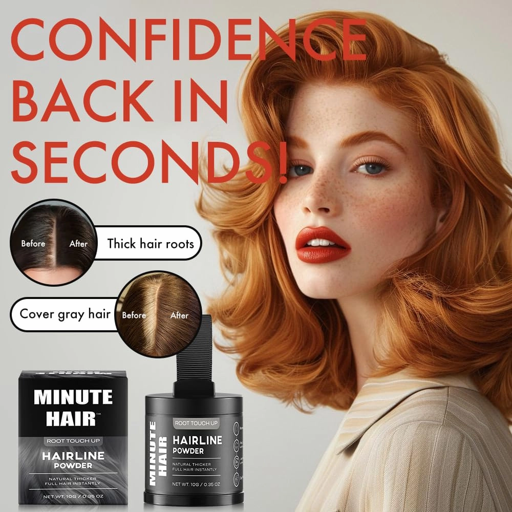Minute Hair Larger Size Instant Hairline Shadow Powder. Quickly Cover Gray. Root Concealer. Perfect Eyebrows & Beard Line. Touch Up Thinning Gray Hair Sweatproof. 10 Grams (MEDIUM BLONDE)