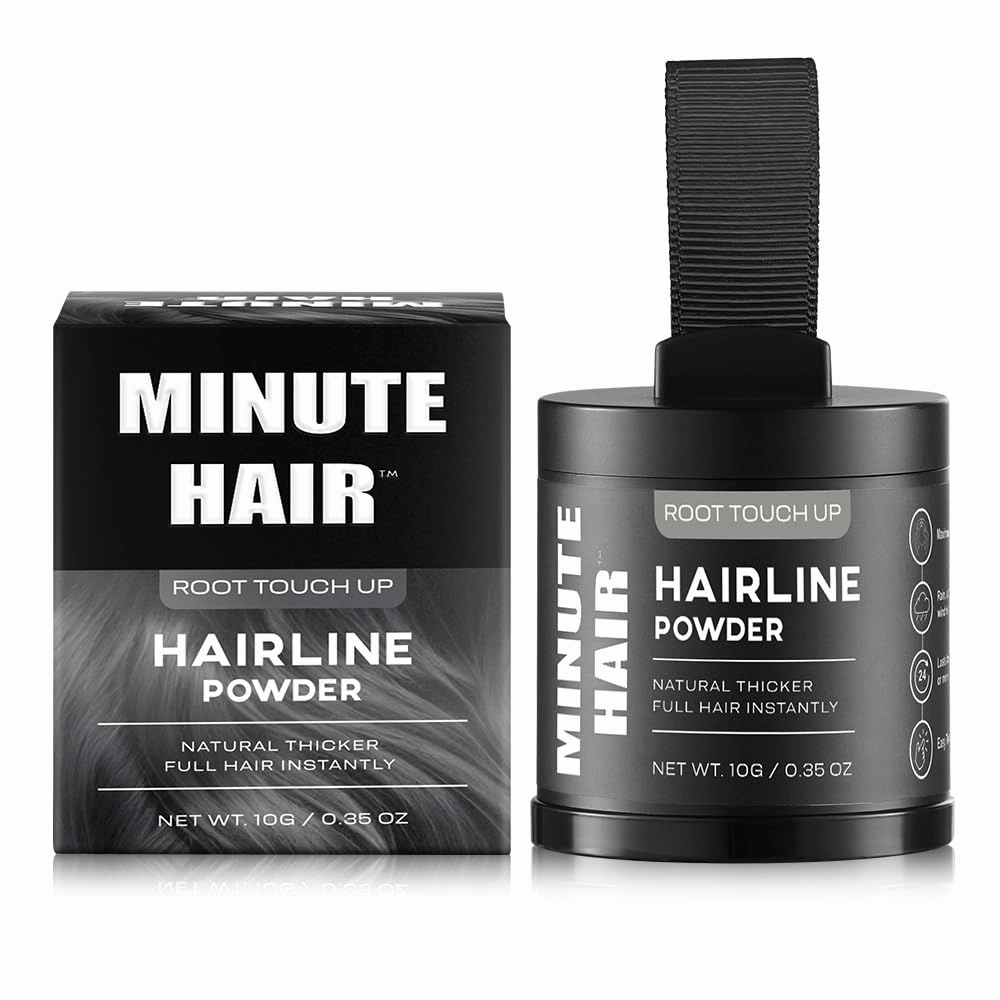 Minute Hair Larger Size Instant Hairline Shadow Powder. Quickly Cover Gray. Root Concealer. Perfect Eyebrows & Beard Line. Touch Up Thinning Gray Hair Sweatproof. 10 Grams (MEDIUM BLONDE)