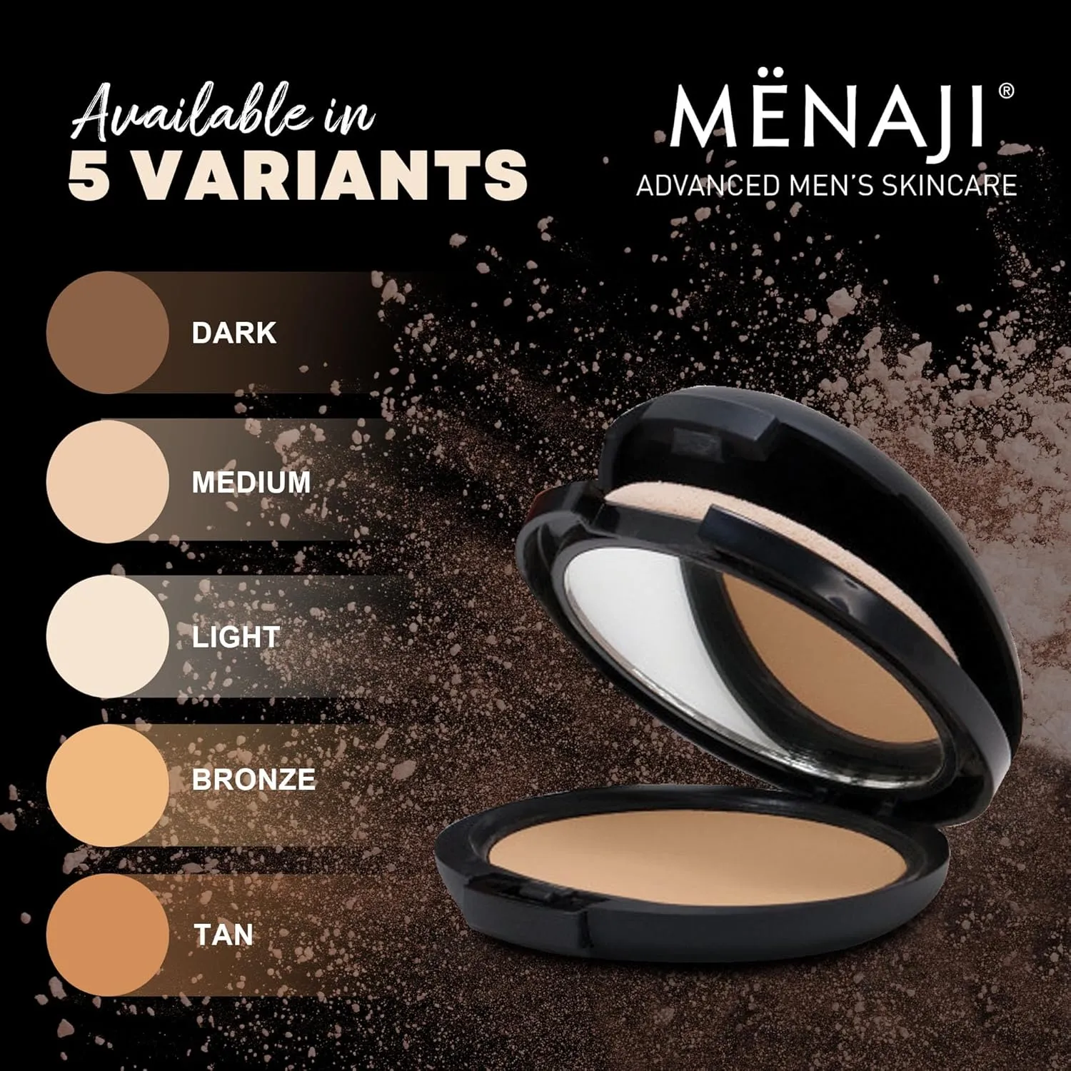 MËNAJI Anti-Shine Powder (HDPV) - Anti-Shine Face Make-Up for Men - Natural Looking Makeup - Mens Cosmetics - Medium