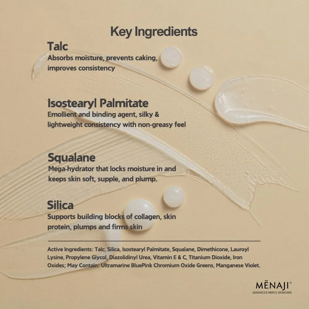 MËNAJI Anti-Shine Powder (HDPV) - Anti-Shine Face Make-Up for Men - Natural Looking Makeup - Mens Cosmetics - Medium