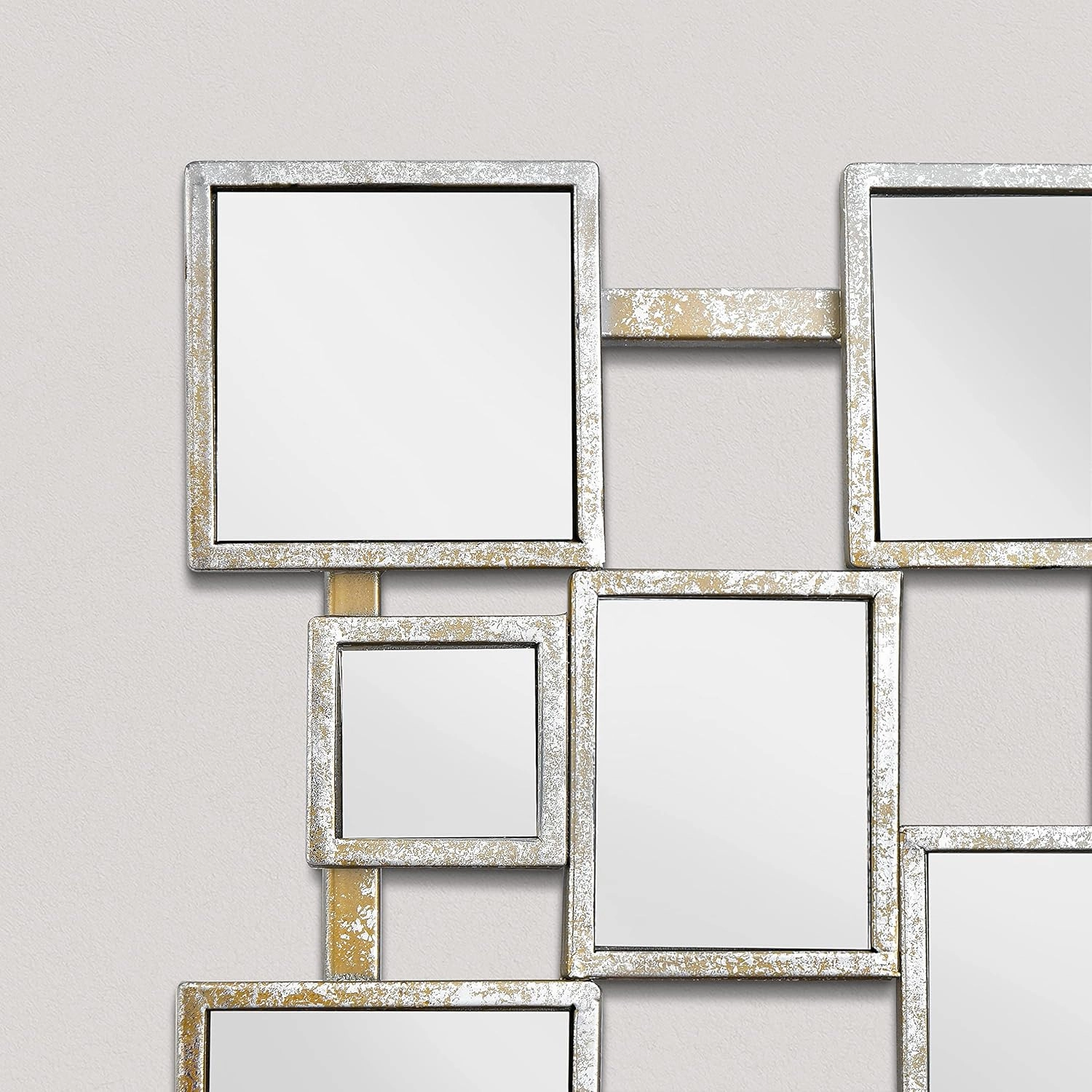 Modern Large Accent Mirror - Silver Decorative Mirror 45×30 Inch Metal Framed Rectangular Wall Mirror for Home Living Rooms Entryways