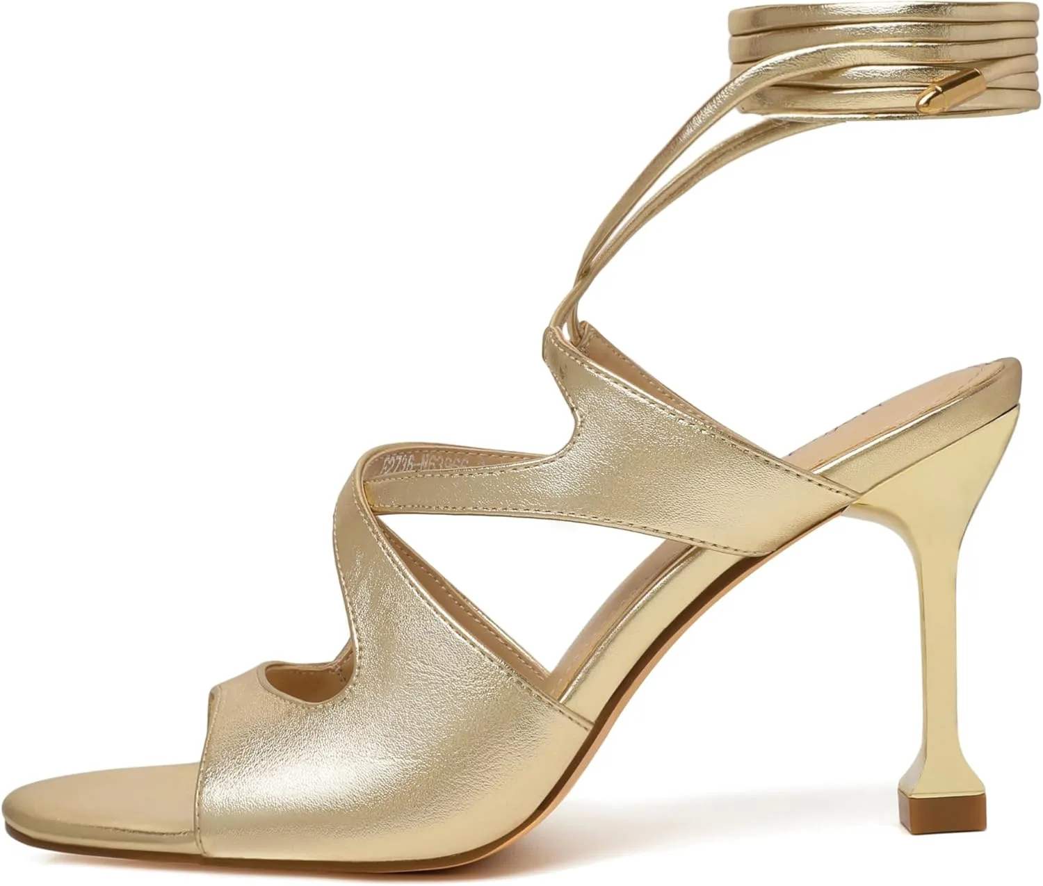 Mofirdast Strappy Heels for Women Stiletto Sandals Lace Up Open Toe Heeled Wrap Around Heels with Round Toe