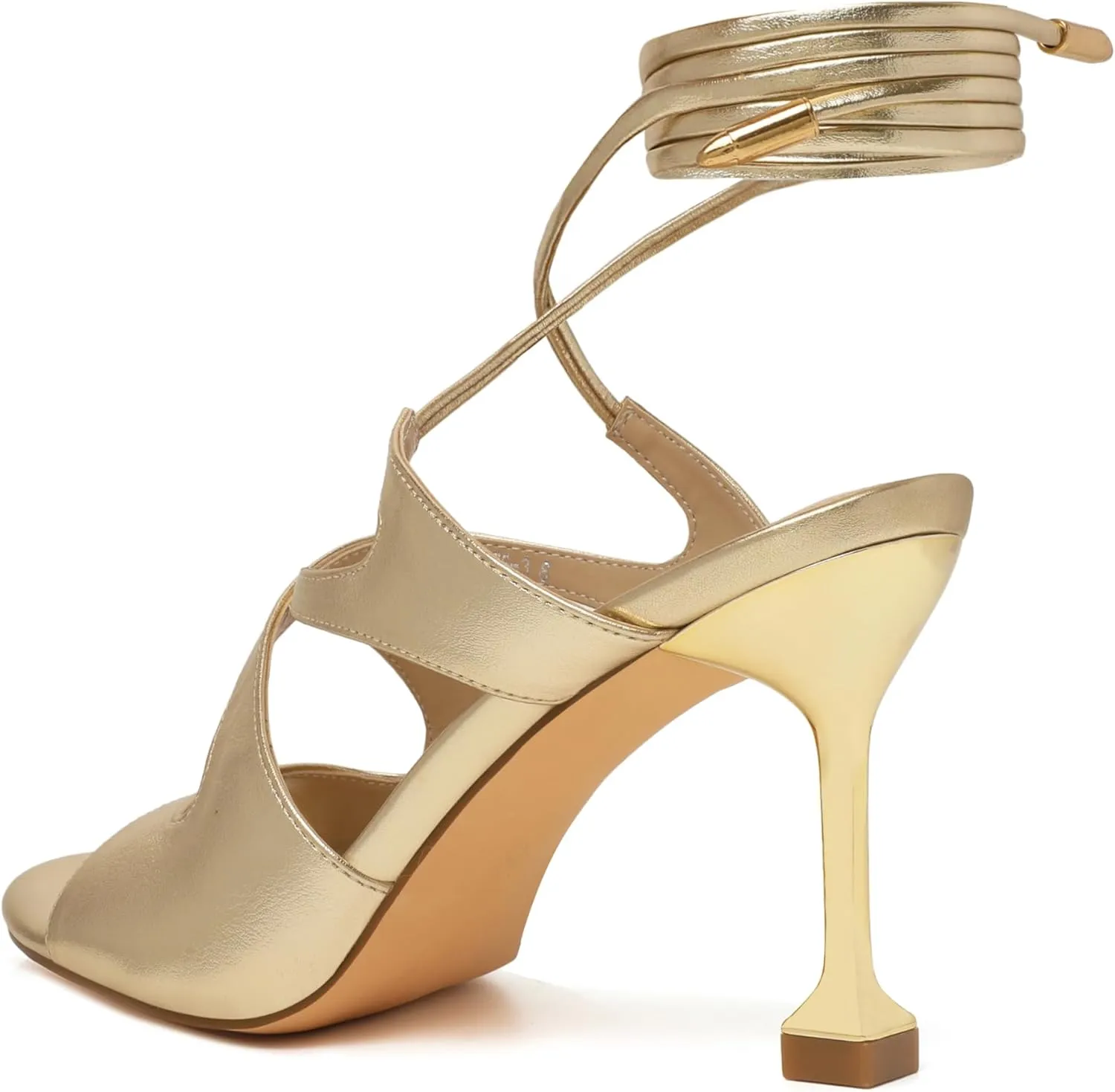 Mofirdast Strappy Heels for Women Stiletto Sandals Lace Up Open Toe Heeled Wrap Around Heels with Round Toe