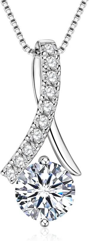 Moissanite Necklace Gifts for Women, 1-3 Carat D Color VVS1 Clarity Lab Created Simulated Diamond Pendant Anniversary Birthday Jewelry Present for Wife Mom