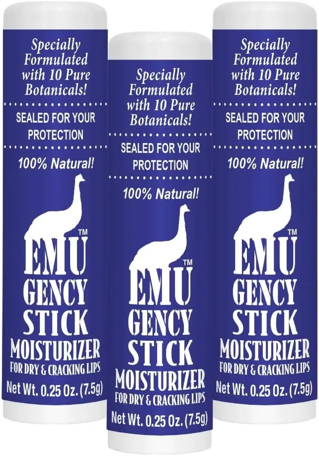 Montana Emu Ranch - EMUgency All Purpose Moisturizing Pocket Stick - 0.25 Ounce - 3 Pack - Helps Relieve Chapped, Cracked, and Split Lips and Skin