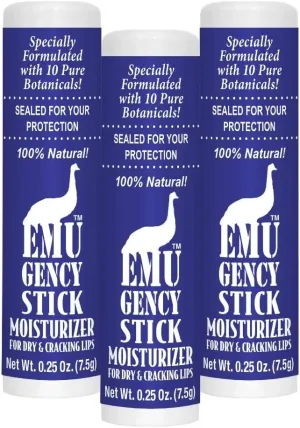 Montana Emu Ranch - EMUgency All Purpose Moisturizing Pocket Stick - 0.25 Ounce - 3 Pack - Helps Relieve Chapped, Cracked, and Split Lips and Skin