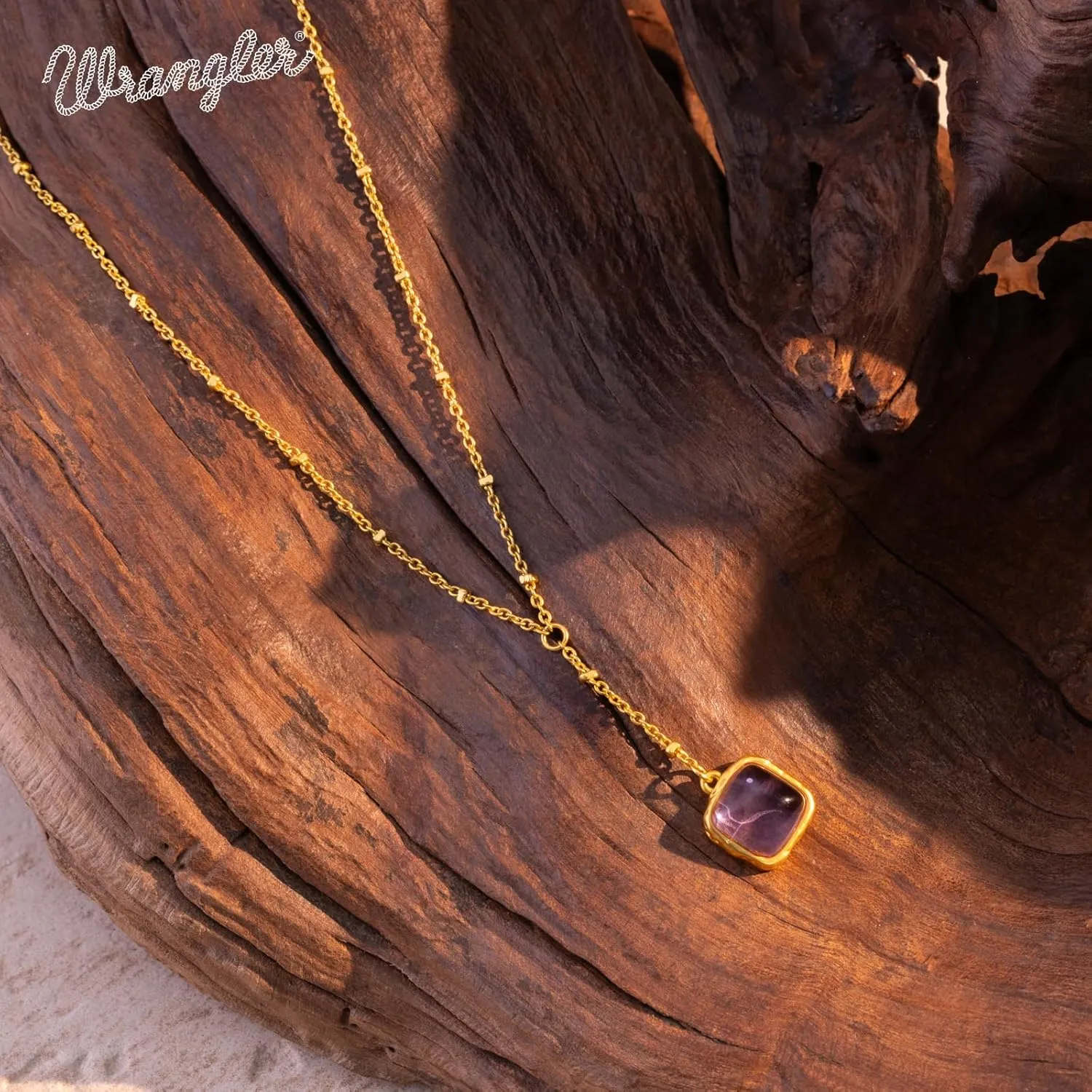 Montana West Wrangler Gold Gemstone Pendant Necklace for Women Statement 14K Plated Dainty Charm Minimalist Chains Jewelry
