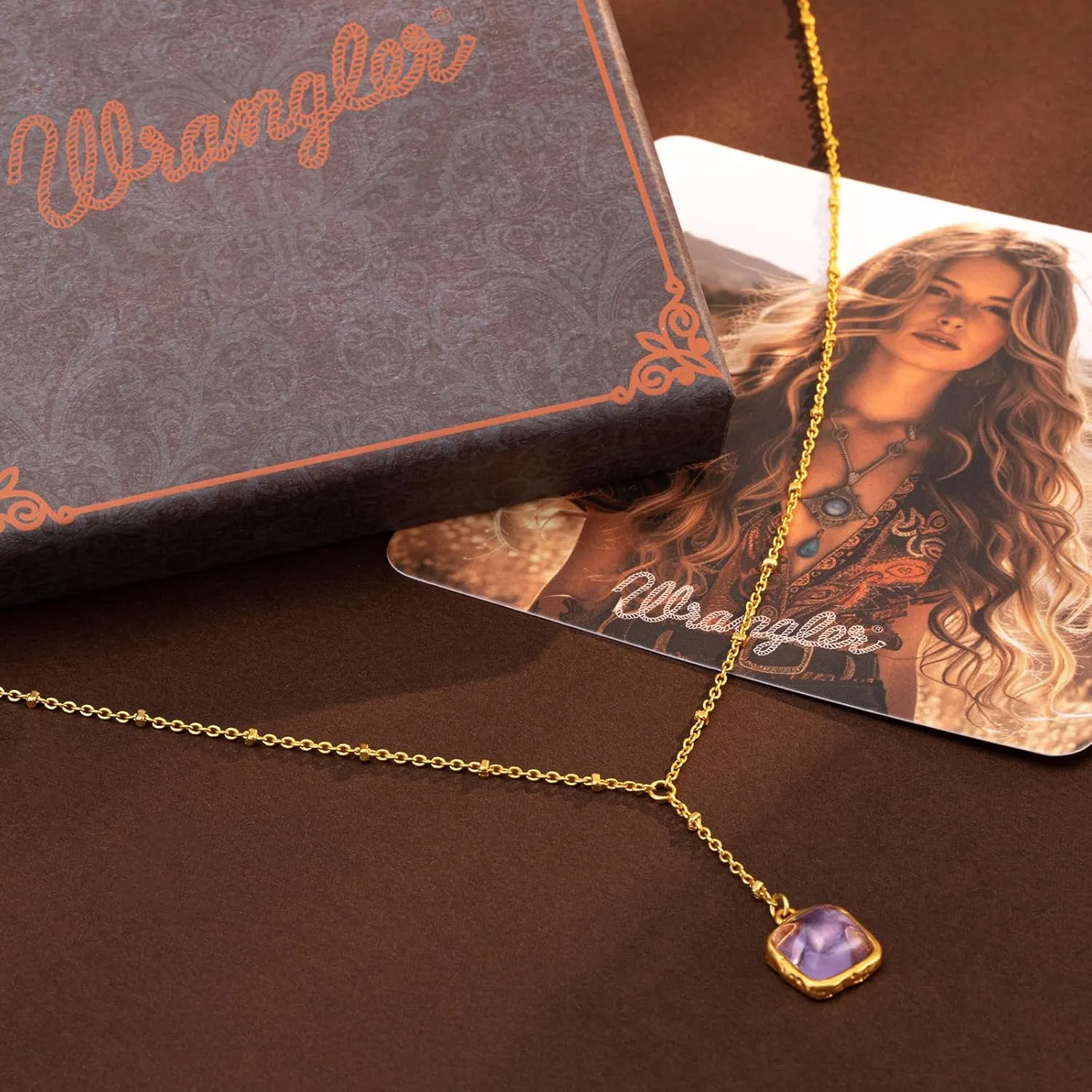 Montana West Wrangler Gold Gemstone Pendant Necklace for Women Statement 14K Plated Dainty Charm Minimalist Chains Jewelry