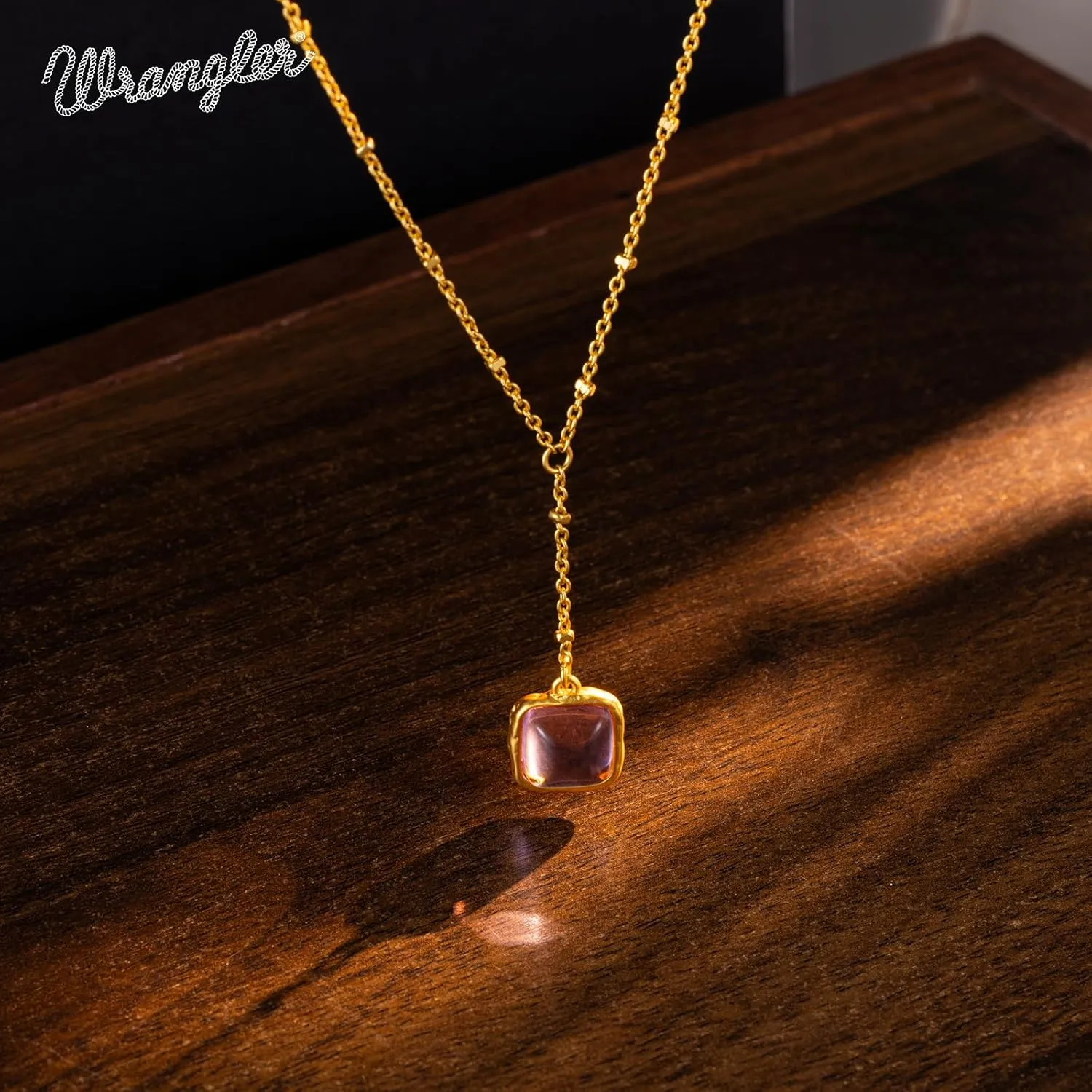 Montana West Wrangler Gold Gemstone Pendant Necklace for Women Statement 14K Plated Dainty Charm Minimalist Chains Jewelry