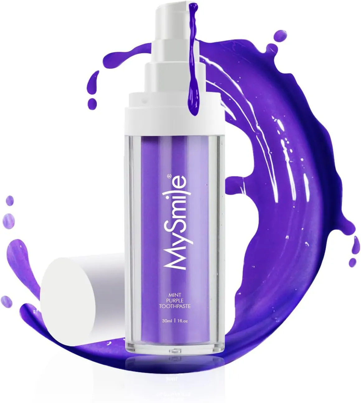 MySmile Purple Toothpaste for Tooth Brighte, Fluoride-Free Efficient CleaningToothpaste, 30ML Natural Tooth Stain Removal Toothpaste, Fresh Mint,Press Type ﻿