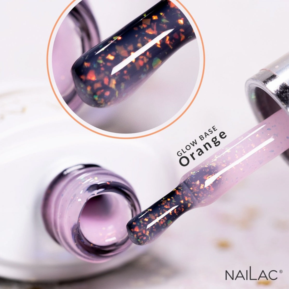 NaiLac Hybrid UV/LED Rubber Base Glow Orange