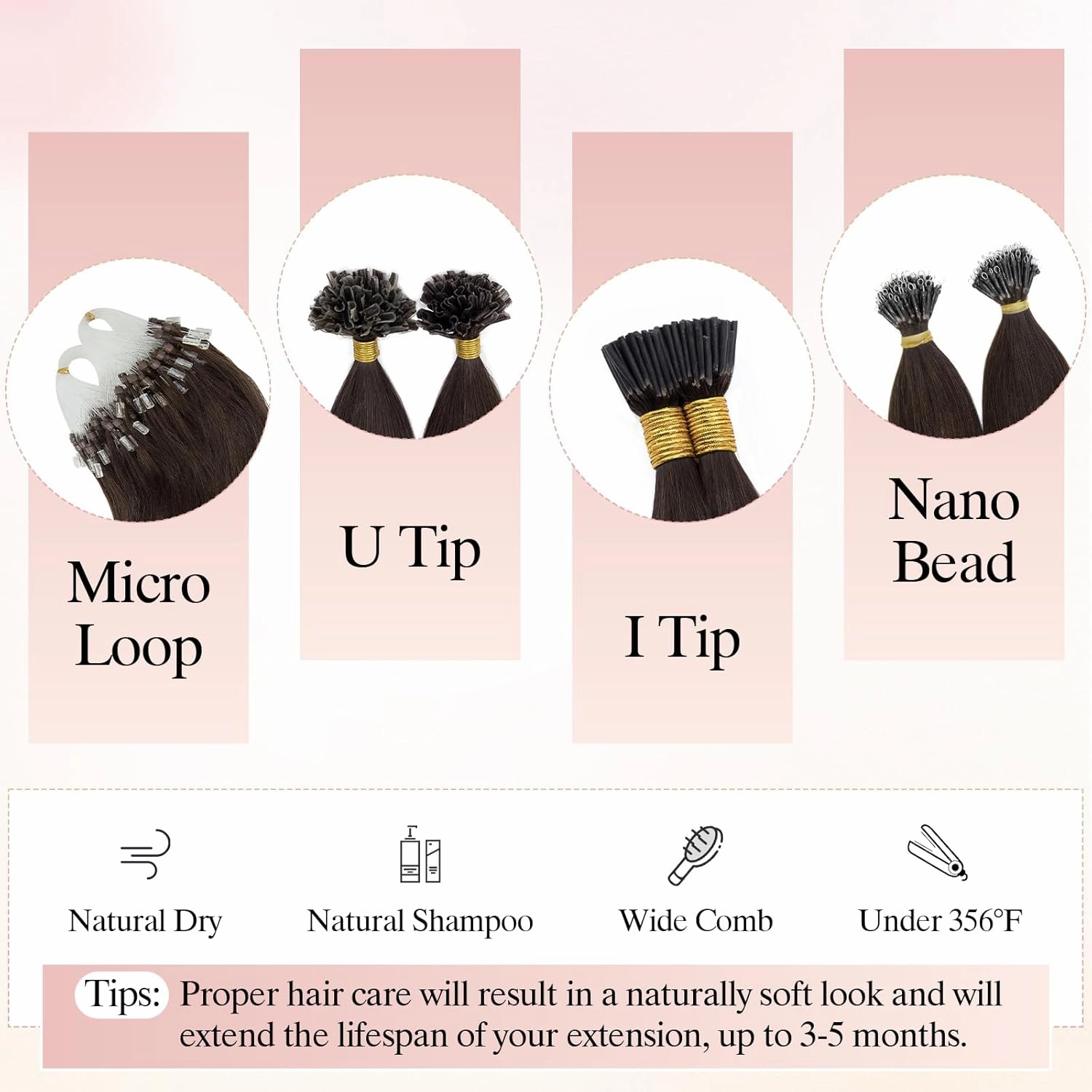 Nano Bond Human Hair Extensions - Nano Ring & Tip Extensions, Silky Straight Natural 50g/50 Stands 22" Golden Brown Mix Bleach Blonde