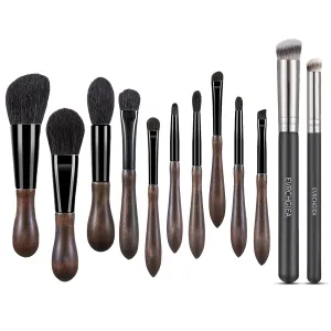 Natural Goat Hair Make up Brushes Set Professional and Angled Flat Concealer Brush Set, Dense Contour Brush for Liquid Foundation Cream Powder Blending Buffing Stippling Brush