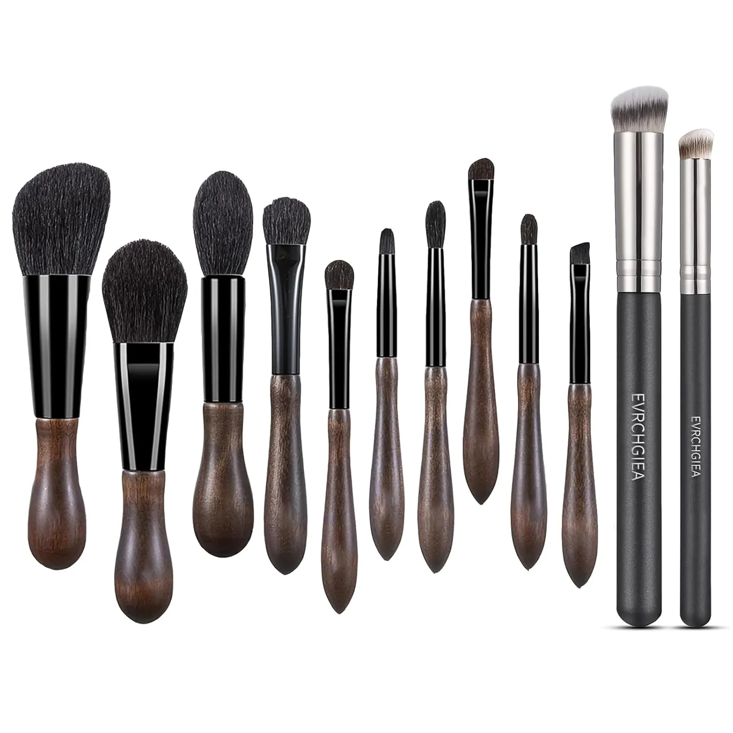 Natural Goat Hair Make up Brushes Set Professional and Angled Flat Concealer Brush Set, Dense Contour Brush for Liquid Foundation Cream Powder Blending Buffing Stippling Brush
