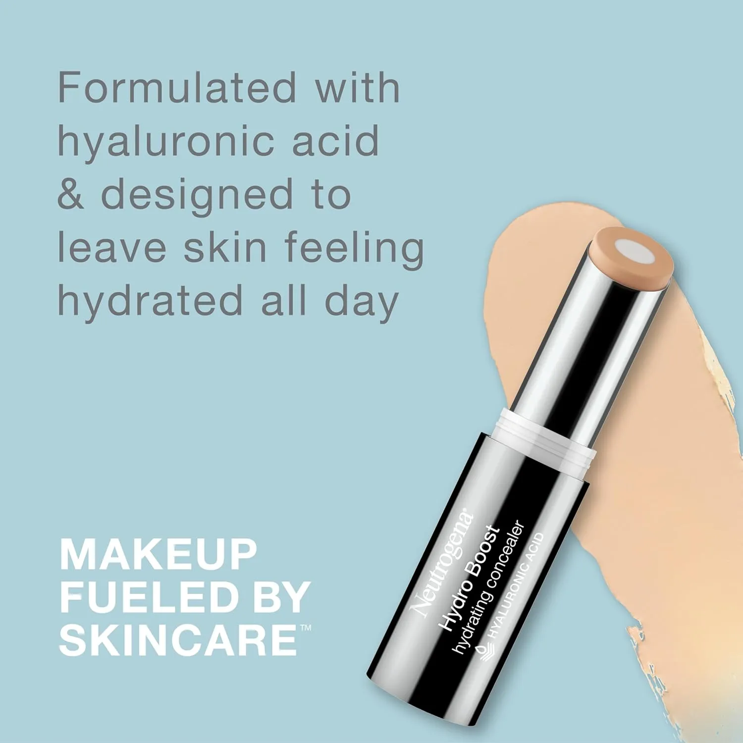 Neutrogena Hydro Boost Hydrating Concealer Stick for Dry Skin, Oil-Free, Lightweight, Non-Greasy and Non-Comedogenic Cover-Up Makeup with Hyaluronic Acid, 50 Deep, 0.12 Oz