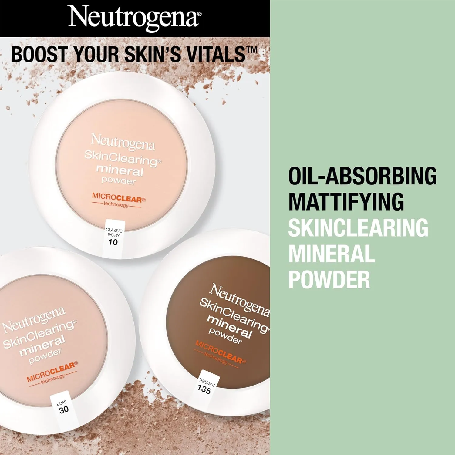 Neutrogena SkinClearing Mineral Acne-Concealing Pressed Powder Compact, Shine-Free & Oil-Absorbing Makeup with Salicylic Acid to Cover, Treat & Prevent Acne Breakouts, Honey 85,.38 oz
