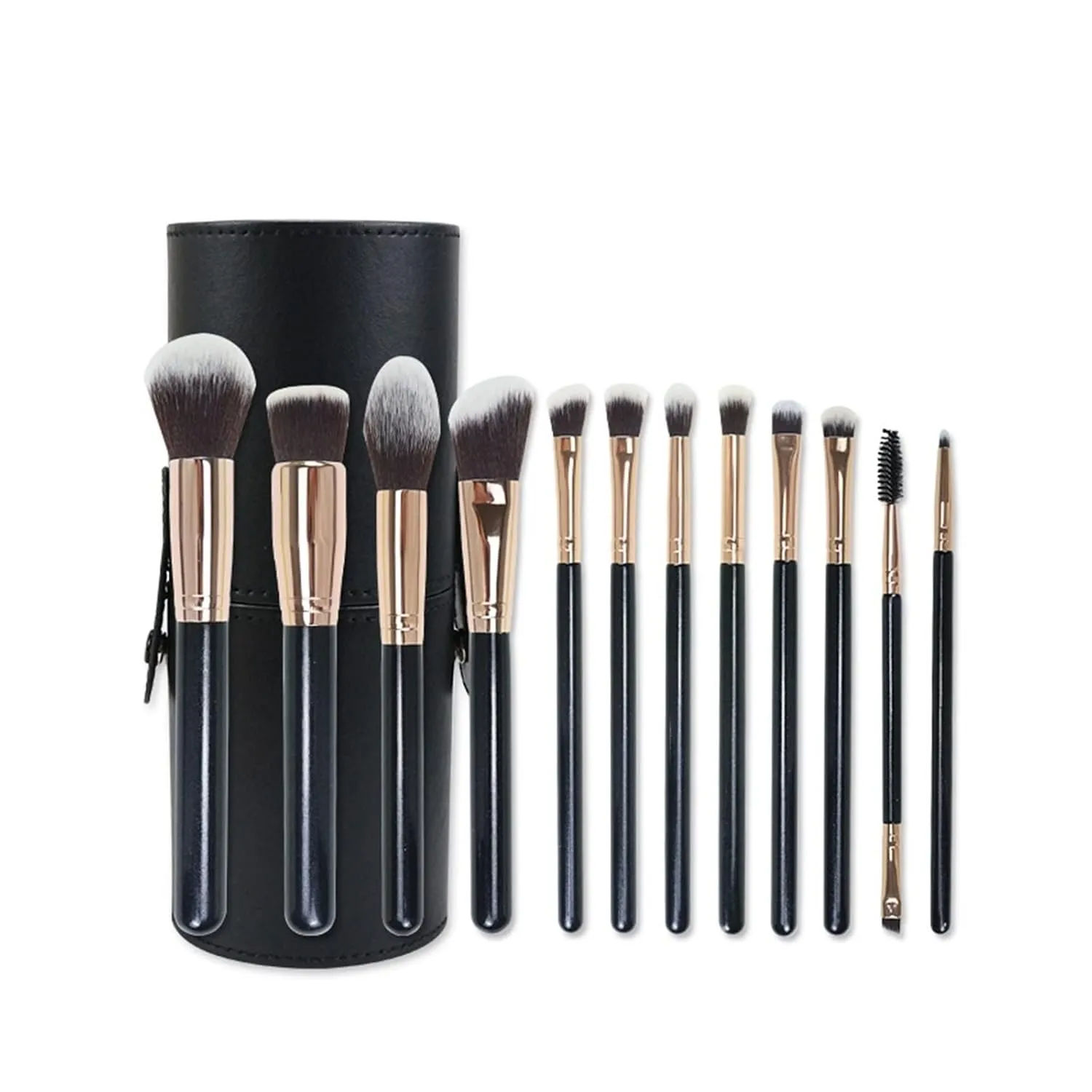 New 12pcs Makeup Brush Set Soft Hair Full Set Black Gold Eye Shadow Nose Shadow Repair Beauty Makeup Tools ( Size : 12PC-E )