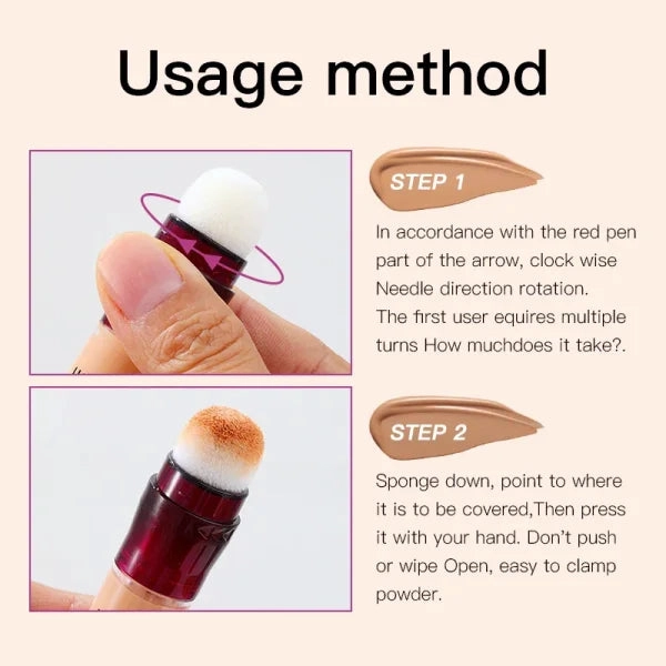 New Sponge Head Concealer – For Dark Circles, Freckles, Acne, Pigmentation & Blemishes, Long-Lasting Moisturizing Liquid Foundation