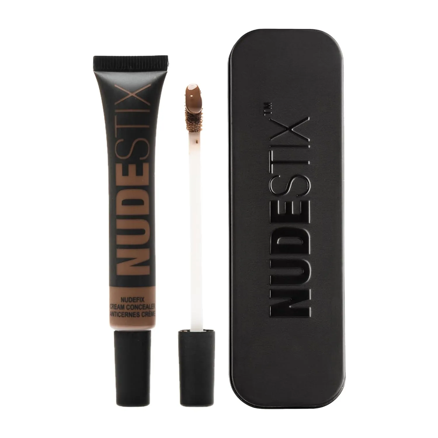 Nudestix NudeFix Cream Concealer, Lightweight Liquid, Natural Finish Makeup, Hydrating, Brightening, Under Eye Dark Circle Corrector, Reduces Redness and Blemishes, 0.34 fl oz (10 ml)
