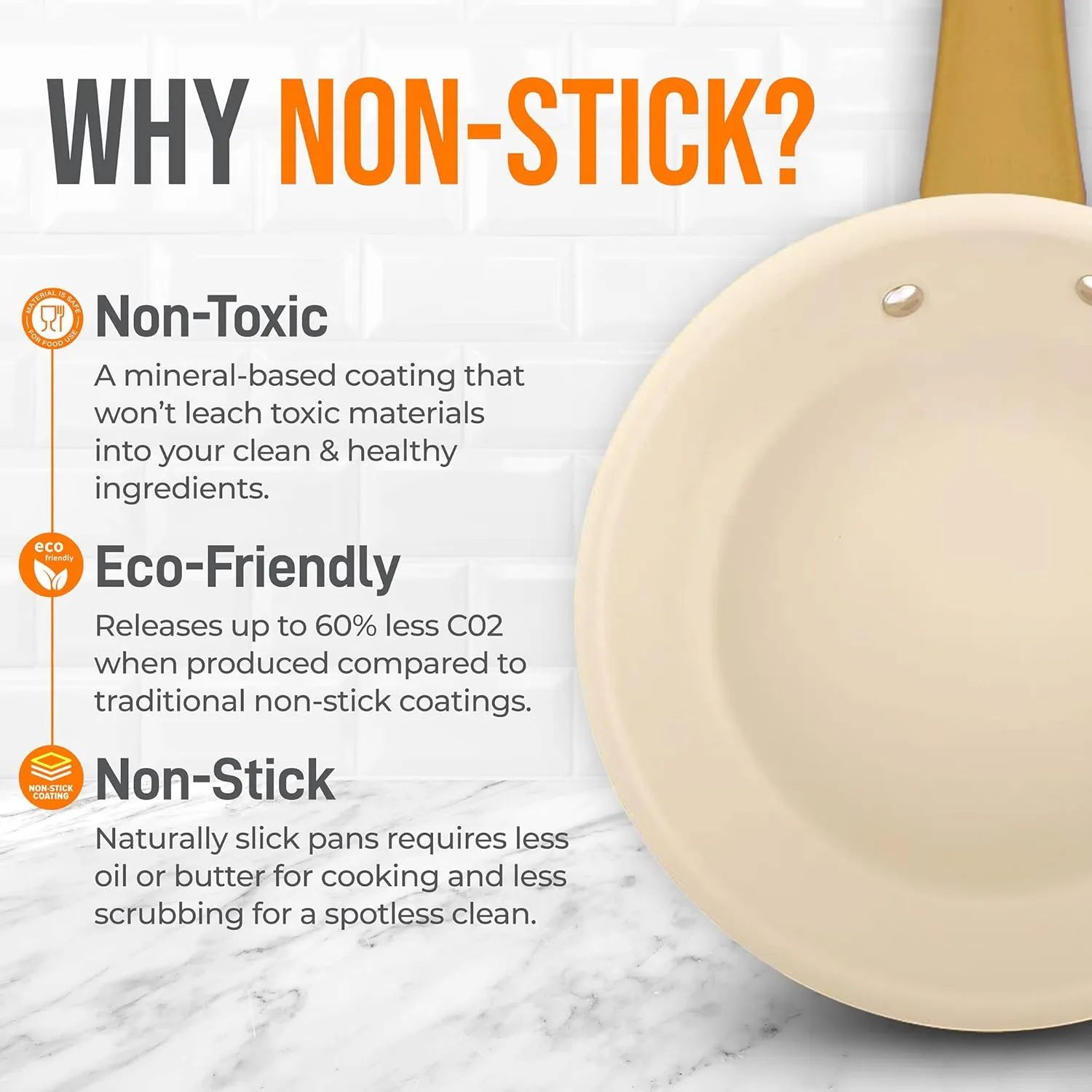 NutriChef 12" Large Ceramic Fry Pan - Non-Stick Ceramic Coated Skillet with Stylish Titanium Handle, Durable, Easy to Clean, Professional Cookware