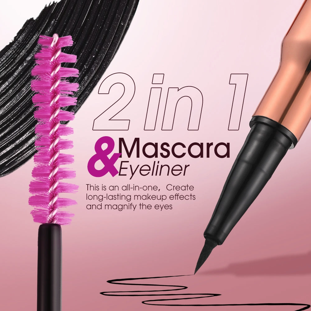 O.TWO.O 2 IN 1 Long Wear Black Eyeliner Lengthening Non- Smuge Mascara