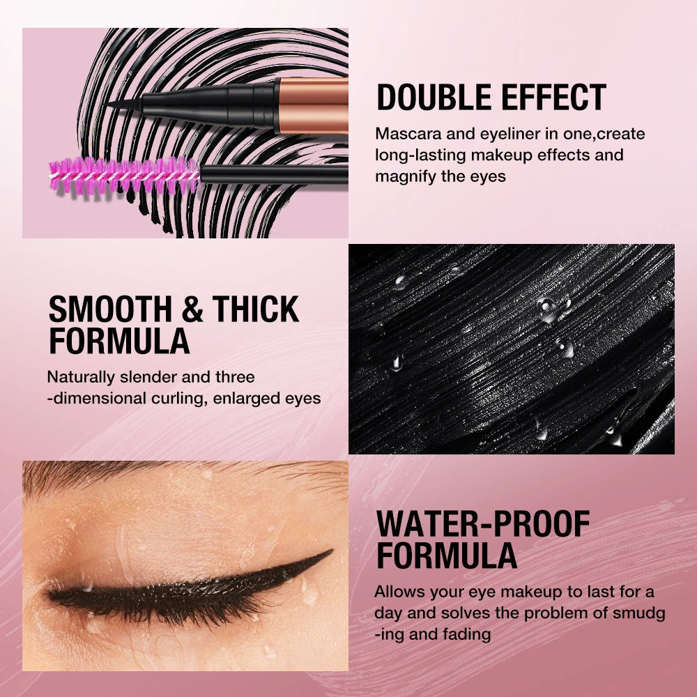 O.TWO.O 2 IN 1 Long Wear Black Eyeliner Lengthening Non- Smuge Mascara