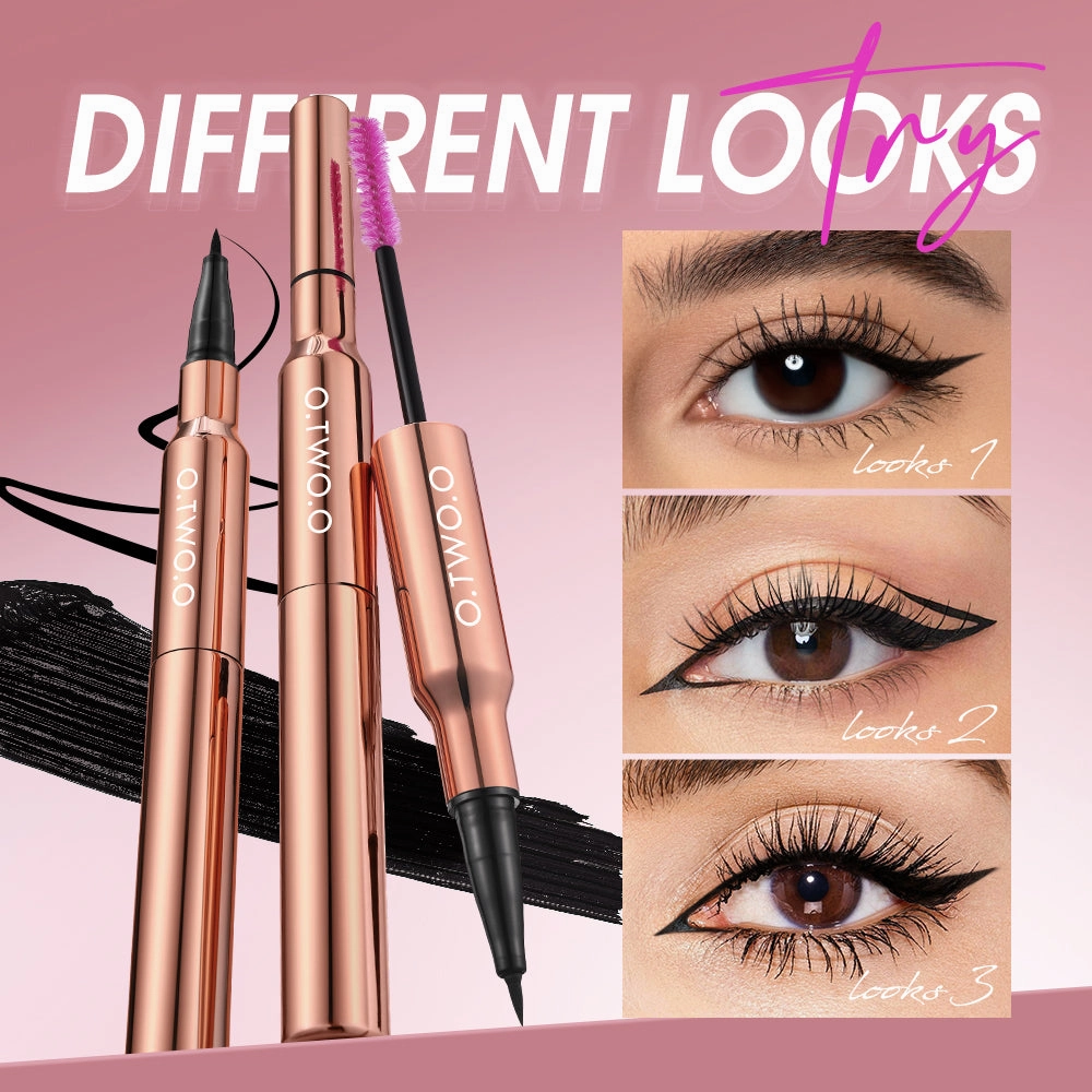 O.TWO.O 2 IN 1 Long Wear Black Eyeliner Lengthening Non- Smuge Mascara