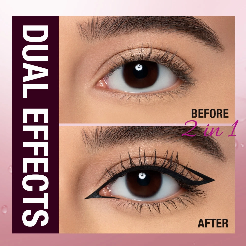 O.TWO.O 2 IN 1 Long Wear Black Eyeliner Lengthening Non- Smuge Mascara