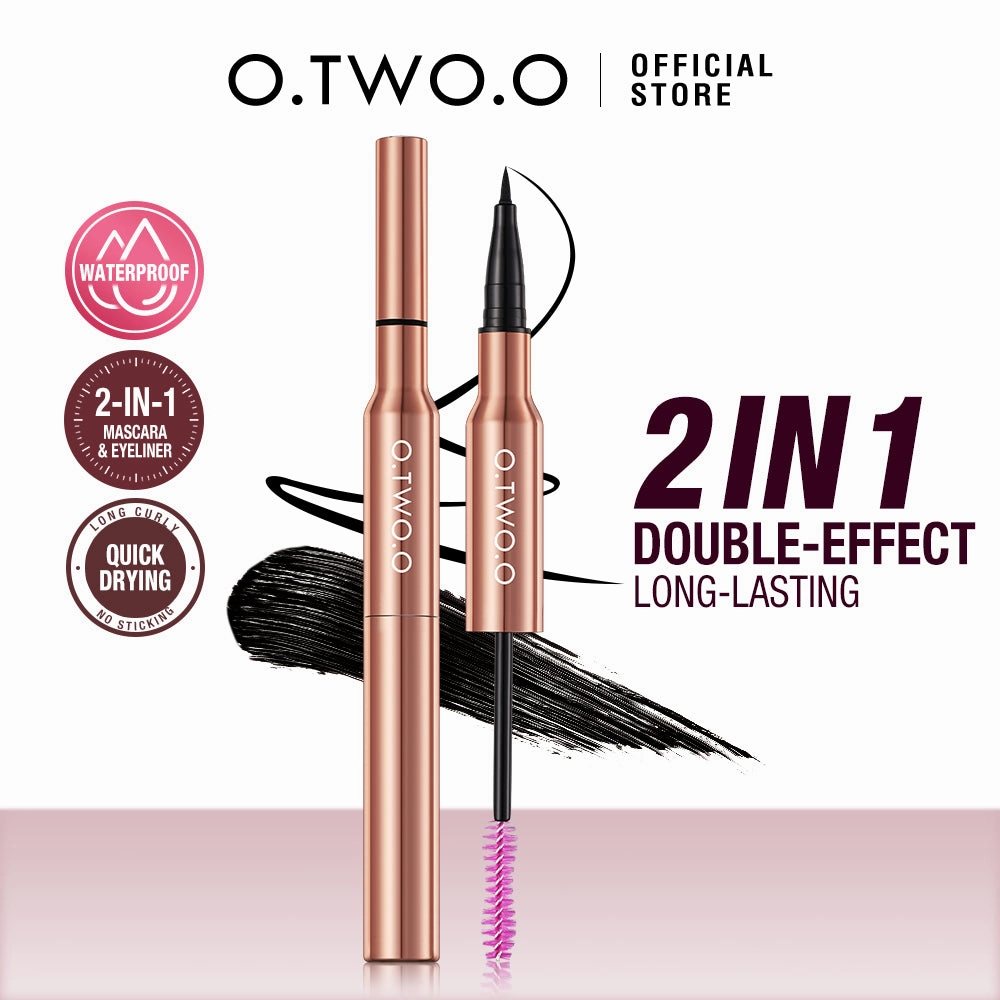 O.TWO.O 2 IN 1 Long Wear Black Eyeliner Lengthening Non- Smuge Mascara