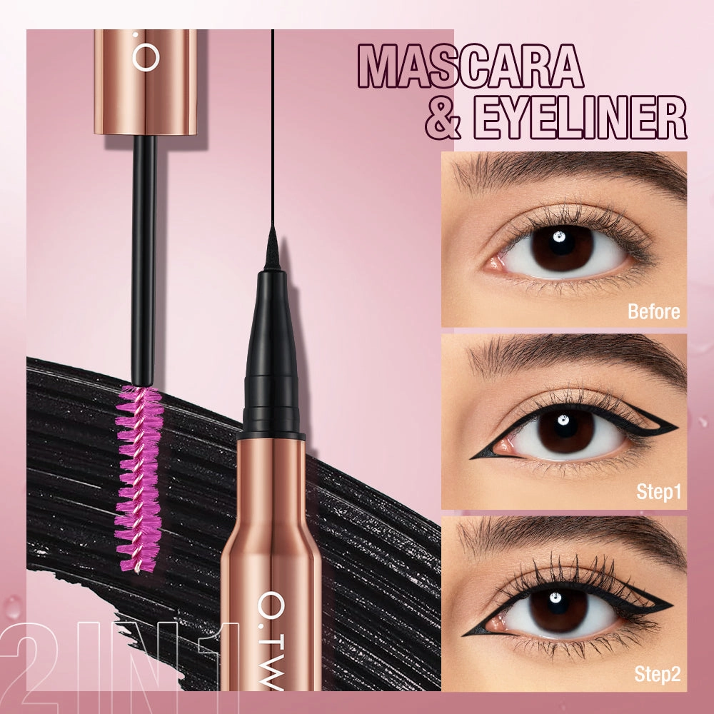 O.TWO.O 2 IN 1 Long Wear Black Eyeliner Lengthening Non- Smuge Mascara