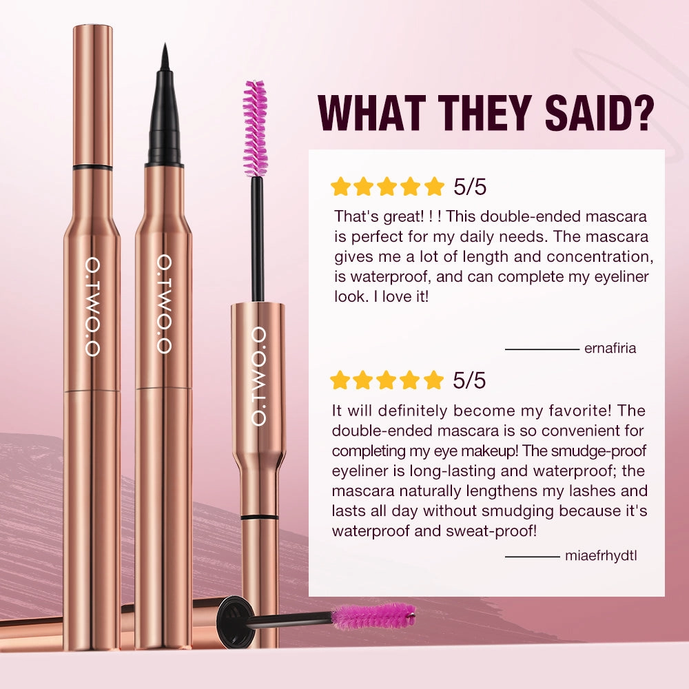 O.TWO.O 2 IN 1 Long Wear Black Eyeliner Lengthening Non- Smuge Mascara