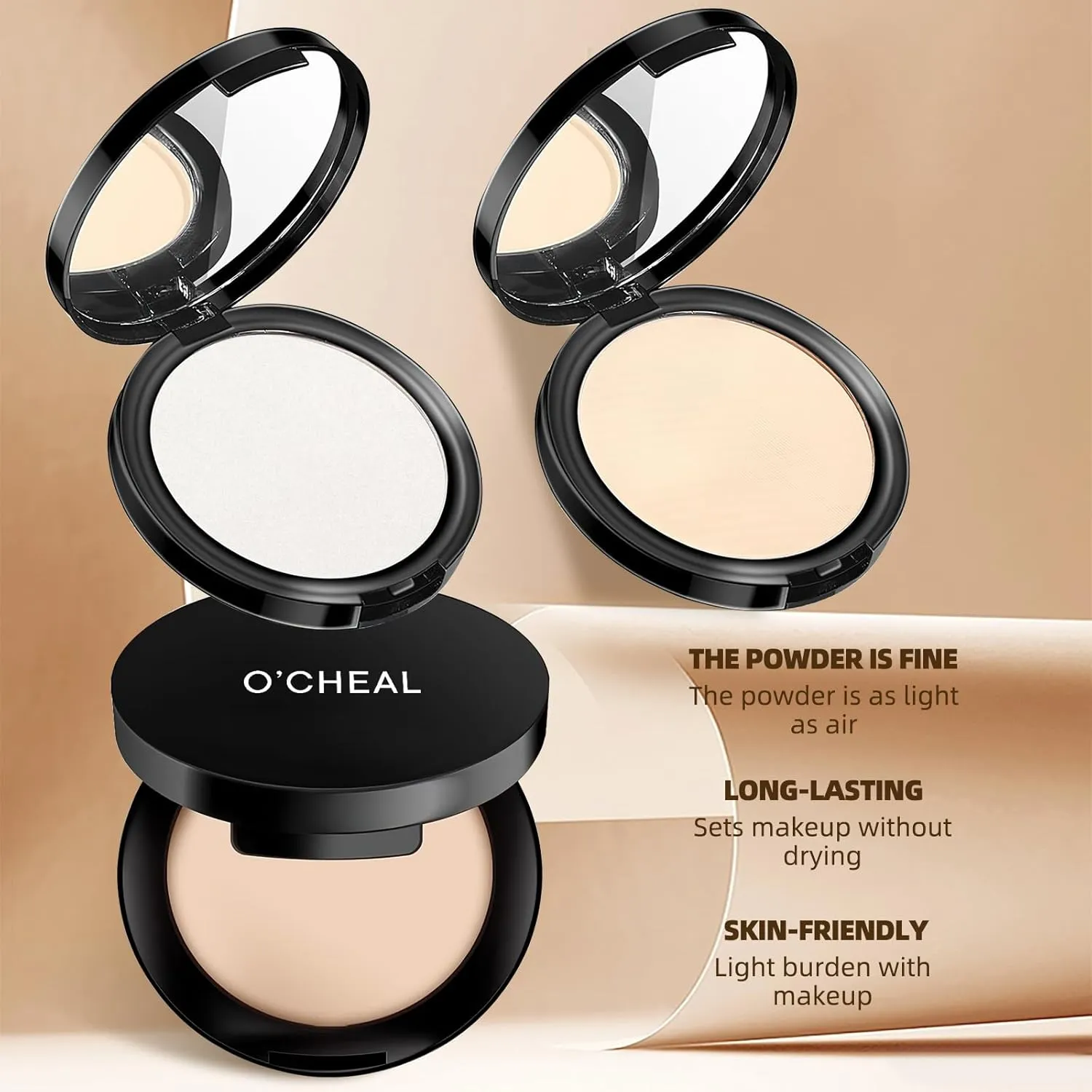 O'CHEAL Oil-Control Concealer Setting Powder - Lightweight, Breathable, Long-Lasting Makeup Trouble Solver for a Silky Soft-Focus Matte Finish, Vegan & Cruelty-Free (02#NATURAL, 0.28OZ)