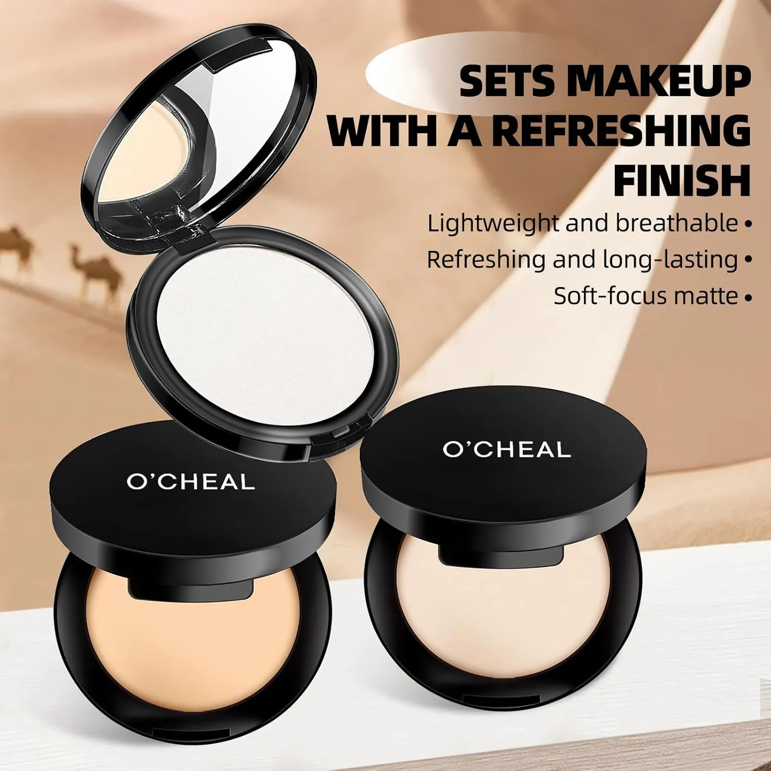 O'CHEAL Oil-Control Concealer Setting Powder - Lightweight, Breathable, Long-Lasting Makeup Trouble Solver for a Silky Soft-Focus Matte Finish, Vegan & Cruelty-Free (02#NATURAL, 0.28OZ)
