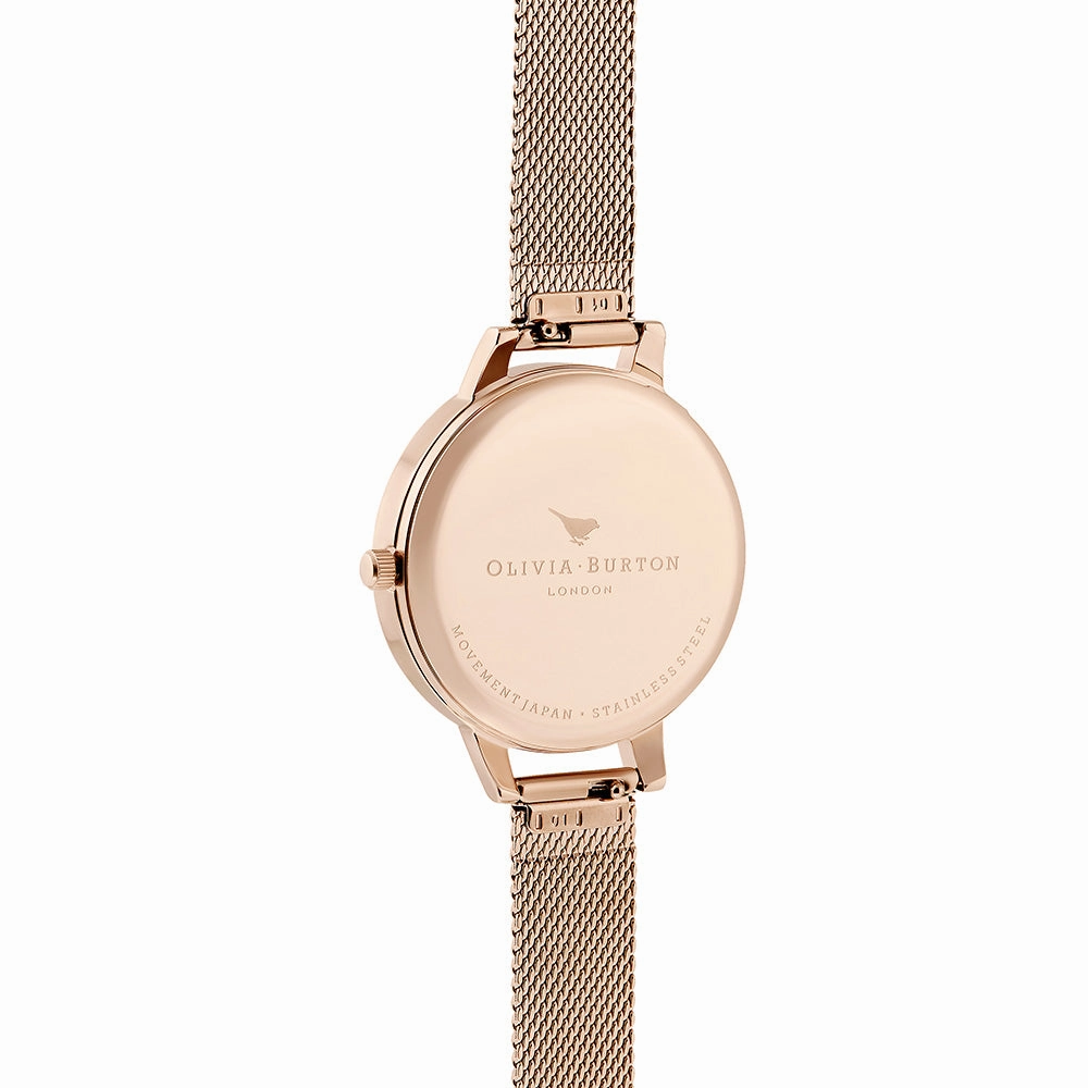Olivia Burton Best In Show Pale Rose Gold Mesh Floral Dial Women's Watch - OB16EG141