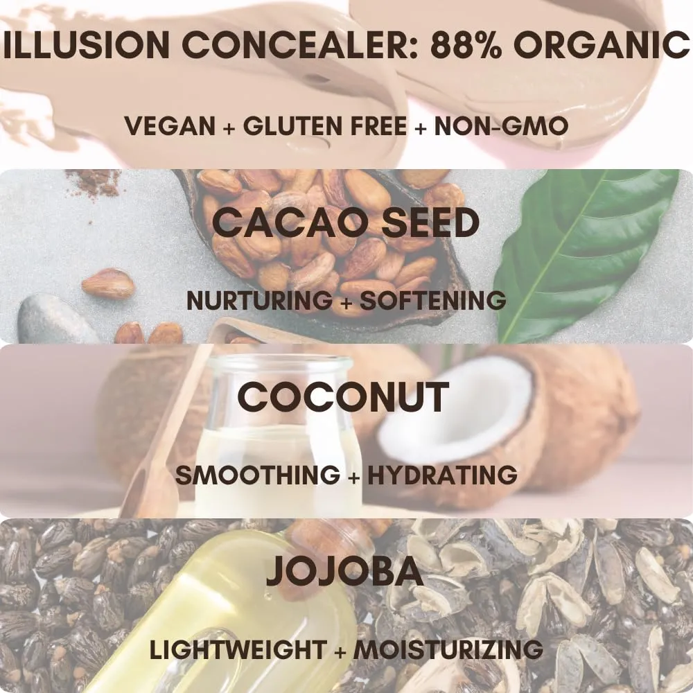 Organic Concealer, FULL Coverage Cover Up, 100% Natural, Made in USA, Paradise