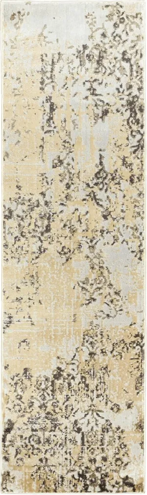 Oriental Weavers Bowen Area Rug - 2067W - 2'3" x 7'6" - in Grey/Gold - Modern Style, Stain Resistant, Family and Pet Friendly, Entryway, Hallway Runner Rug