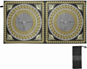 Oyihfvs Traditional Vintage Golden Greek Ornament On Black Quick Drying Beach Towel, Foldable Yoga Towel, Soft Sport Towel, Sweat Absorbent Towel with Storage Mesh Bag 30 x 60 inch (S)