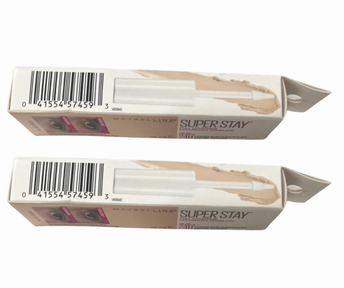 Pack of 2 Maybelline New York Super Stay Full Coverage Under-Eye Concealer, Fair 10