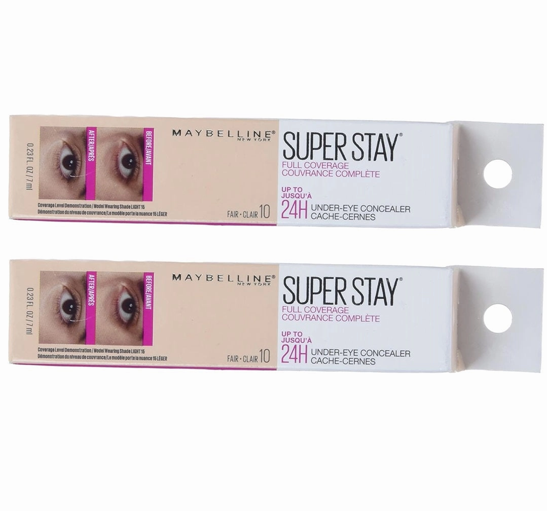 Pack of 2 Maybelline New York Super Stay Full Coverage Under-Eye Concealer, Fair 10