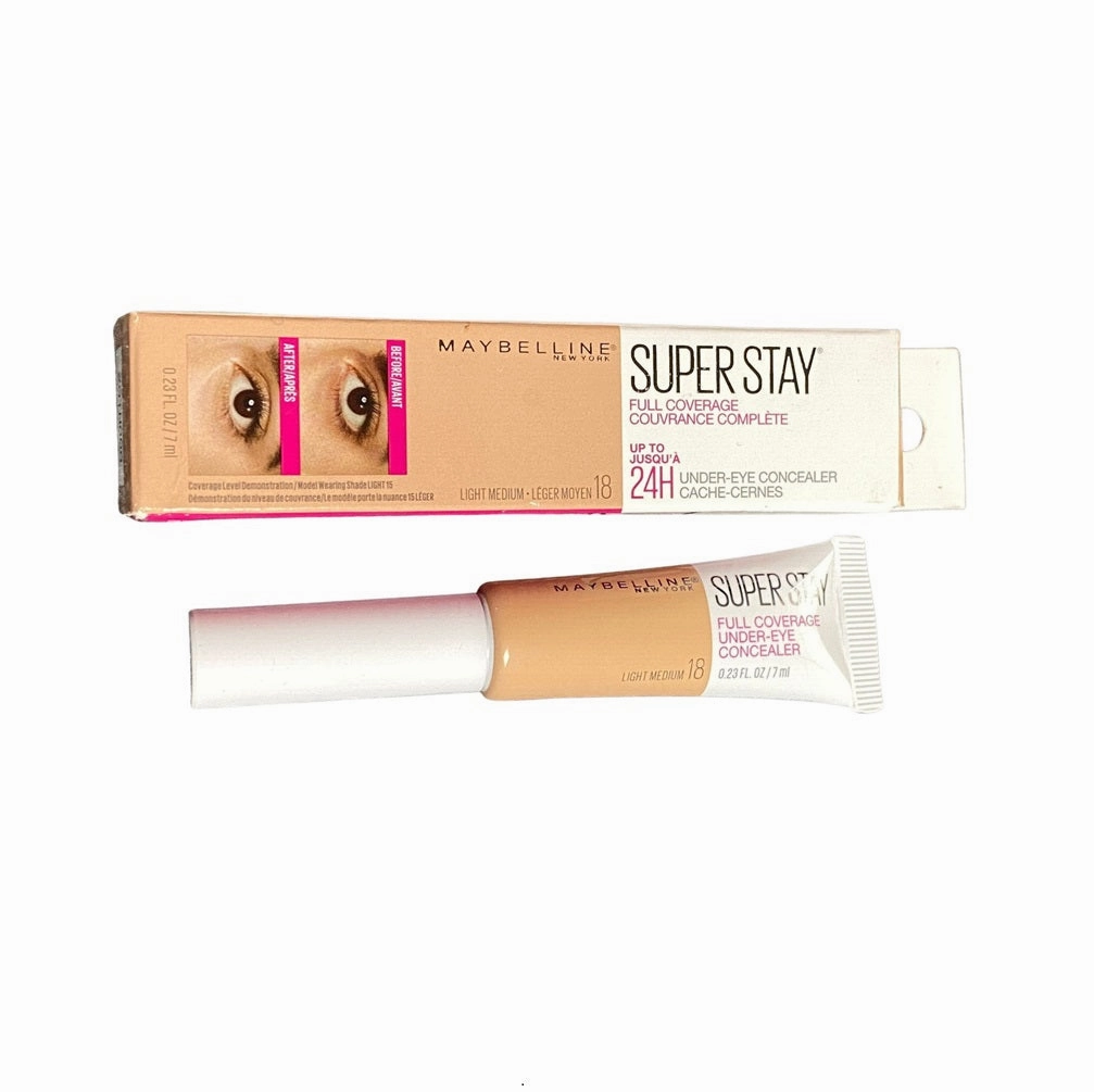 Pack of 2 Maybelline New York Super Stay Full Coverage Under-Eye Concealer, Light Medium 18