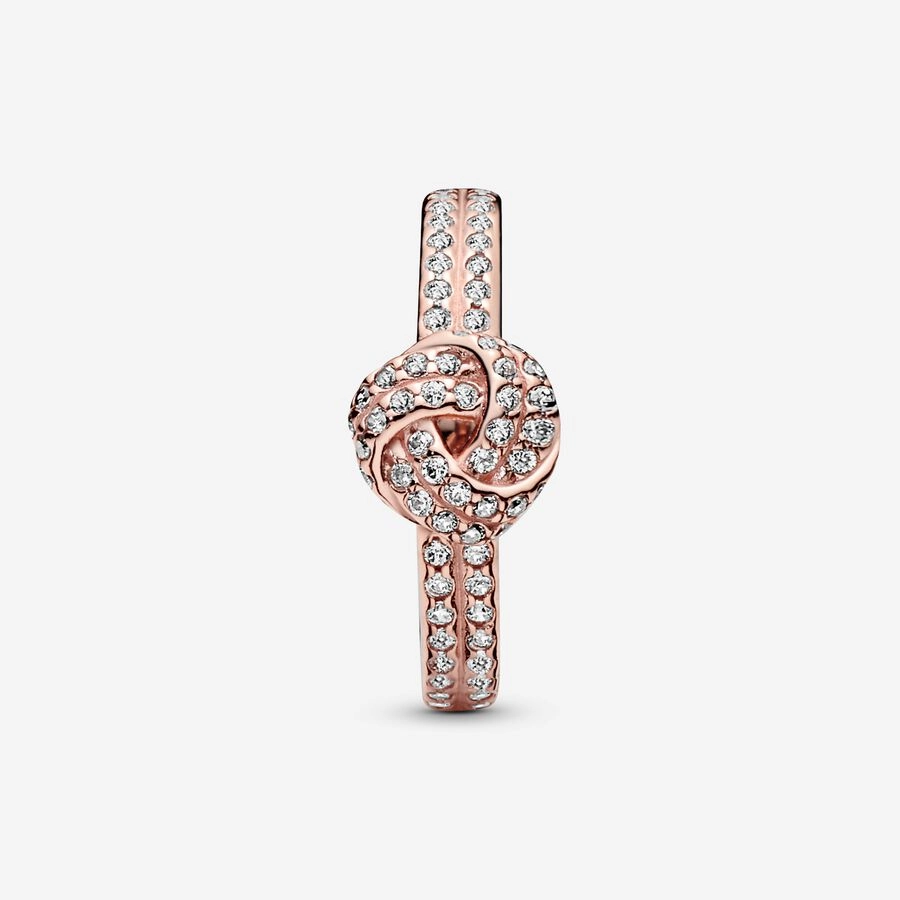 PANDORA Rose love knot ring with clear cubic zirconia