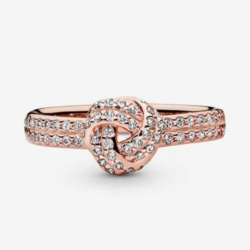 PANDORA Rose love knot ring with clear cubic zirconia
