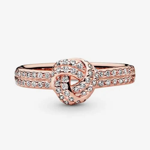 PANDORA Rose love knot ring with clear cubic zirconia